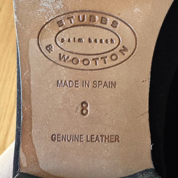 Stubbs & Wootton Black Velvet Needlepoint Horse Equestrian Loafer Flats Sz 8 - Picture 11 of 12